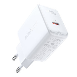 Сетевое зарядное устройство Acefast AFA1W A1 PD20W single USB-C charger White