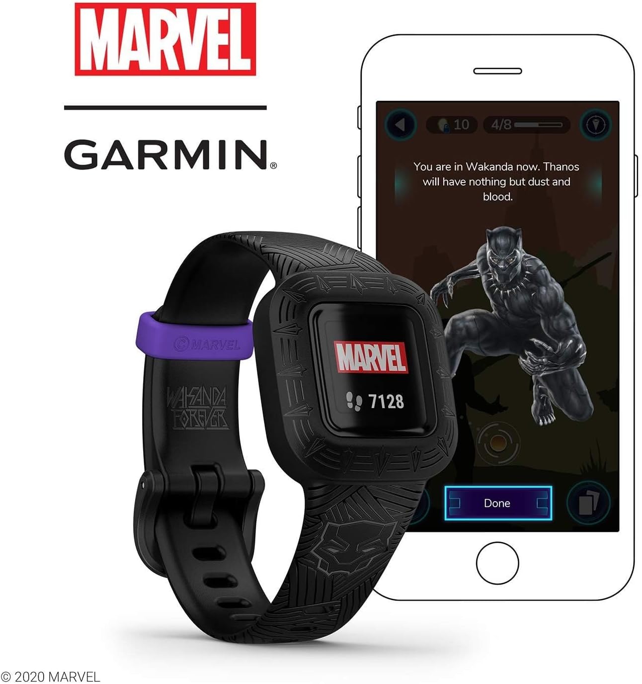 Фітнес-браслет Garmin Vivofit Jr.3 Marvel Black Panther (010-02441-10)