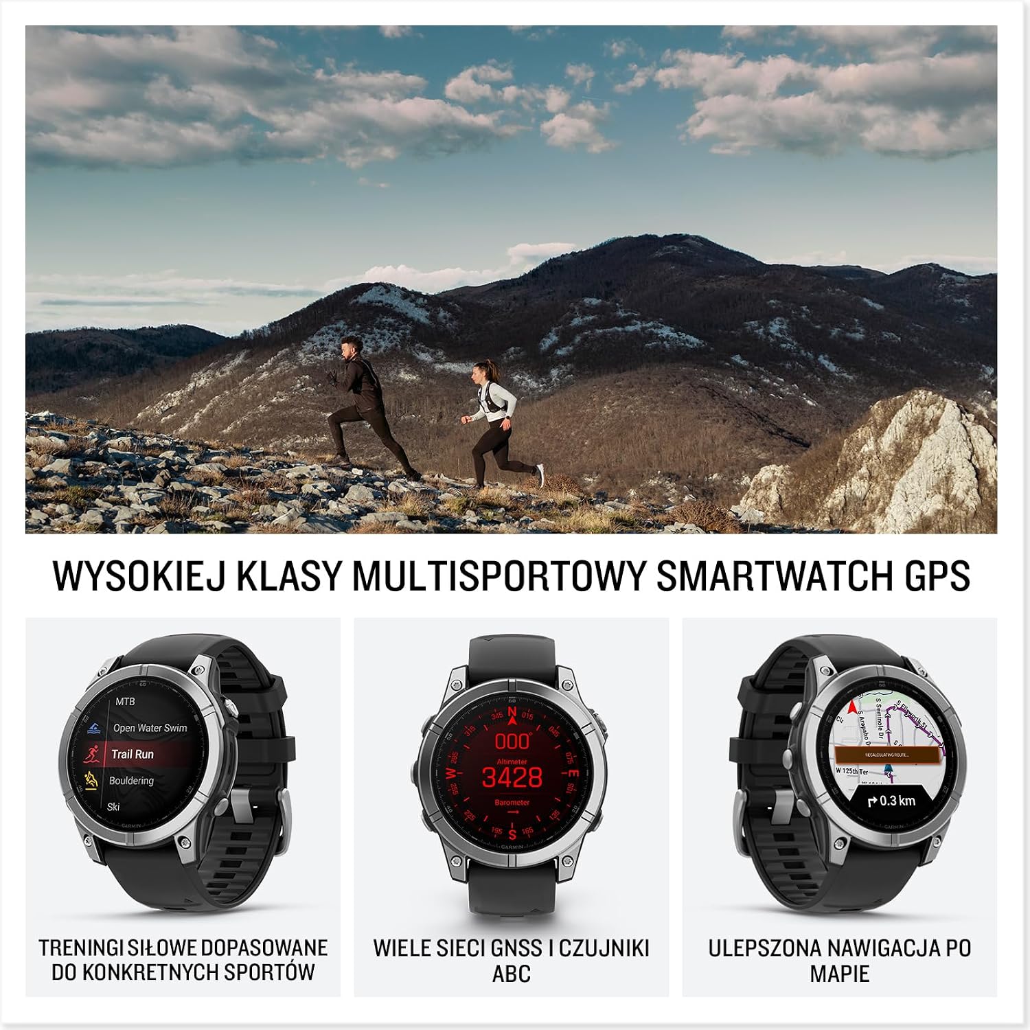 Смарт-годинник Garmin fenix E 47 мм Stainless Steel/Black (010-03025-00)