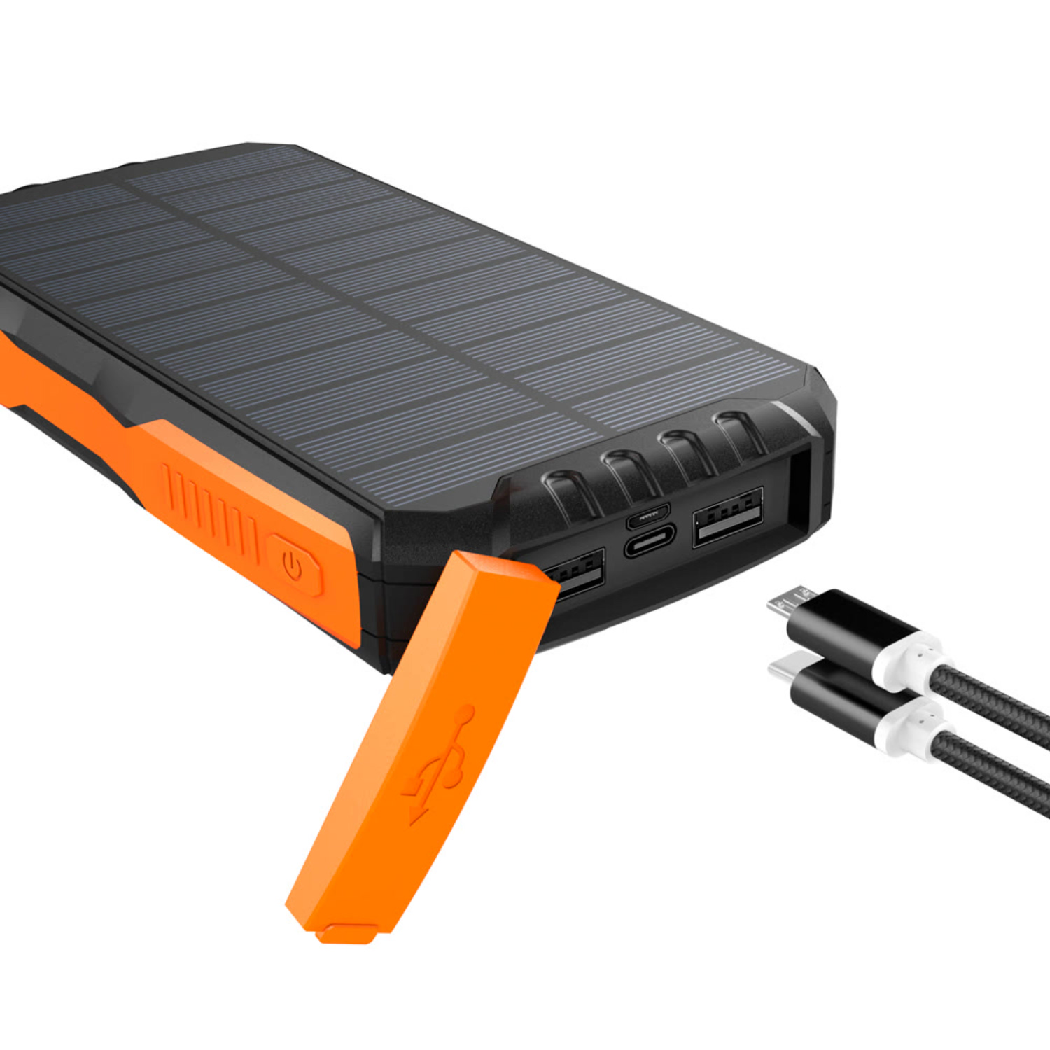 Power Bank на солнечной батарее iBattery YD-819w c фонариком и беспроводной зарядкой QI 25000 mAh черно-оранжевый