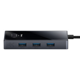 USB-хаб Baseus PioneerJoy 6-Port Type-C HUB Adapter (Type-C to HDMI4K@60Hz*1+USB3.0*3+PD*1+RJ45*1) (WKYY030213) Gray