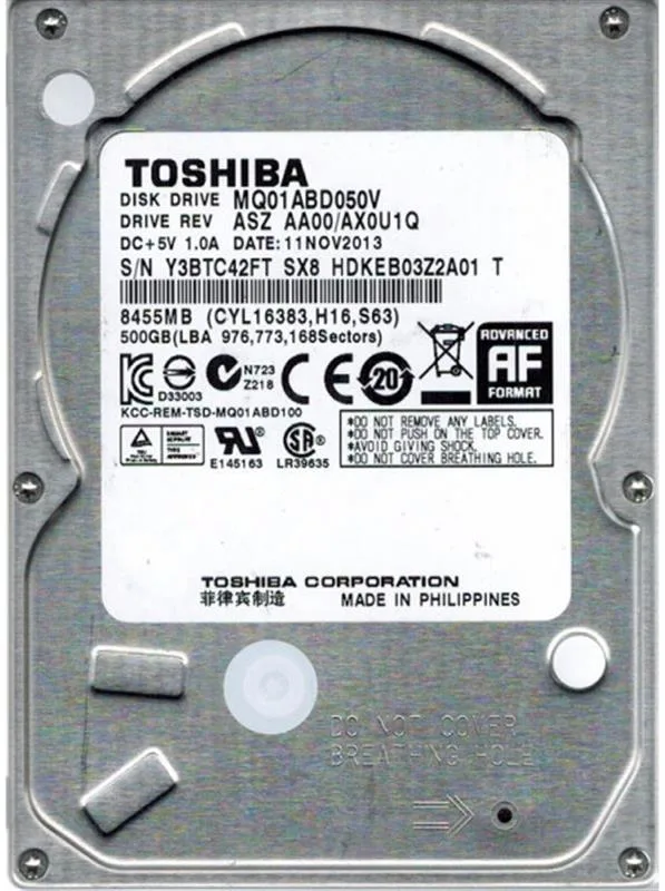 Жорсткий диск (HDD) 2.5" SATA 500GB Toshiba 5400rpm/8MB (MQ01ABD050V)