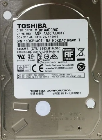 Жесткий диск (HDD) 2.5" SATA 200GB Toshiba 4200rpm/8MB (MQ01AAD020C)