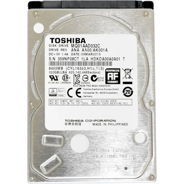 Жорсткий диск (HDD) 2.5" SATA 320GB Toshiba 4200rpm/8MB (MQ01AAD032C)