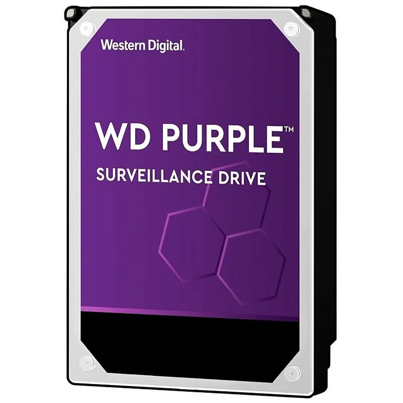 Жорсткий диск 3.5 SATA 2TB WD Purple у перспективі з фіолетовим оформленням