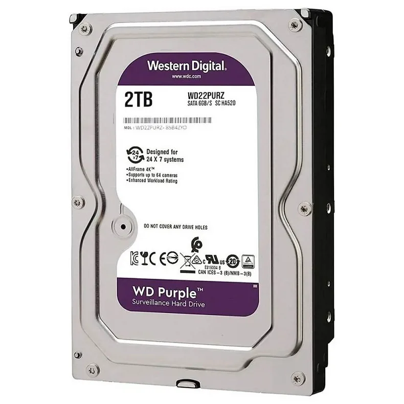 Жорсткий диск 3.5 SATA 2TB WD Purple з металевою кришкою та заводською наклейкою