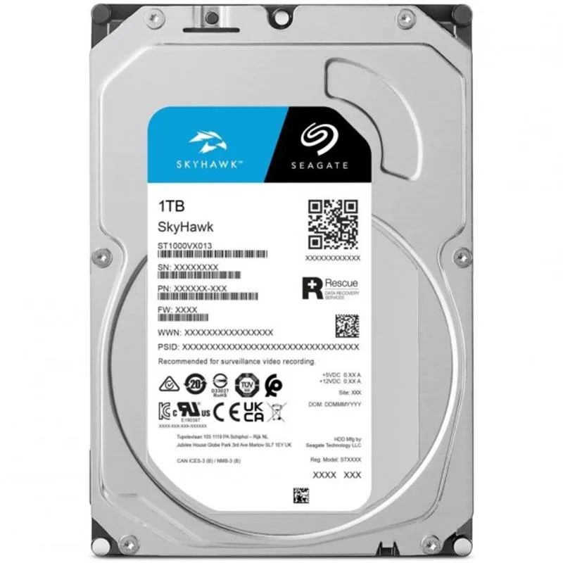 Жорсткий диск 3.5 SATA 1TB Seagate SkyHawk з білою технічною наклейкою та штрихкодами