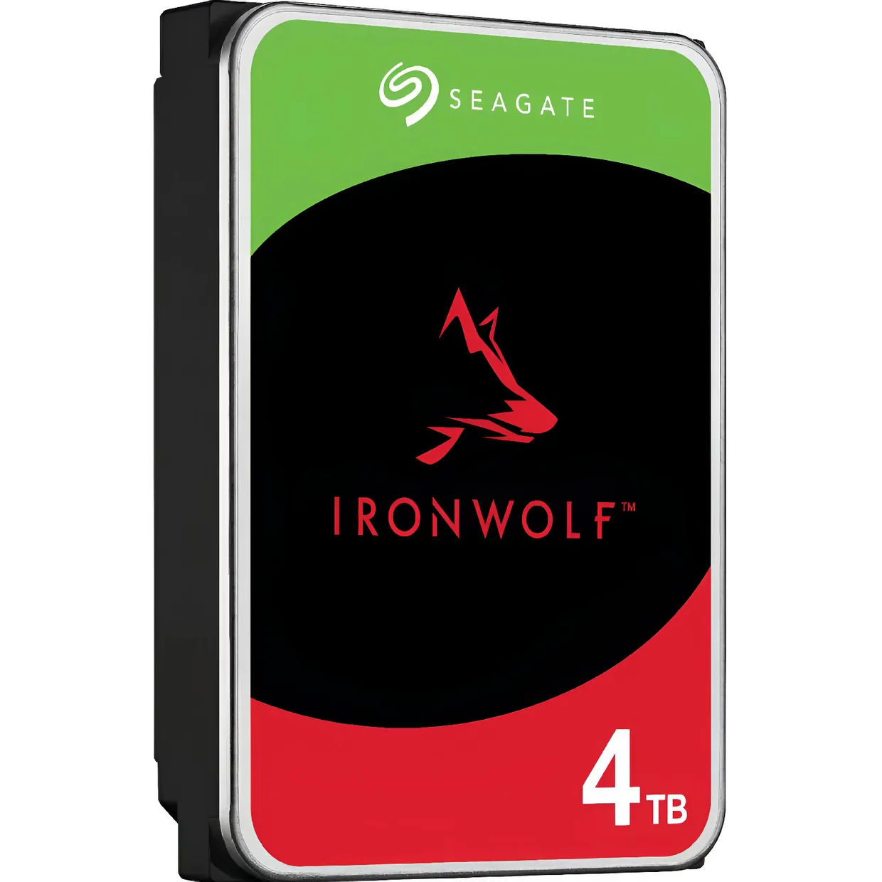 Жорсткий диск 3.5 SATA 4TB Seagate IronWolf для NAS під кутом на білому тлі