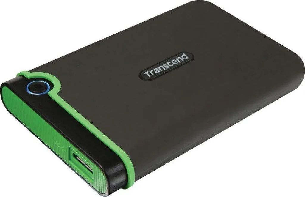 Зовнішній диск Transcend StoreJet 25M3 4TB у перспективі з інтерфейсним роз’ємом