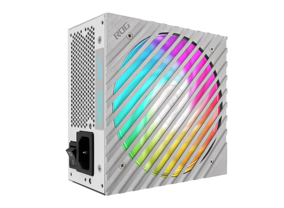 Блок питания Asus ROG Loki SFX-L 850W Platinum в вертикальном ракурсе с ARGB кулером