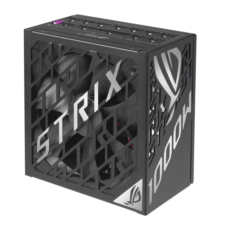 Блок питания Asus ROG Strix 1000P Gaming в вертикальном положении с решеткой Strix