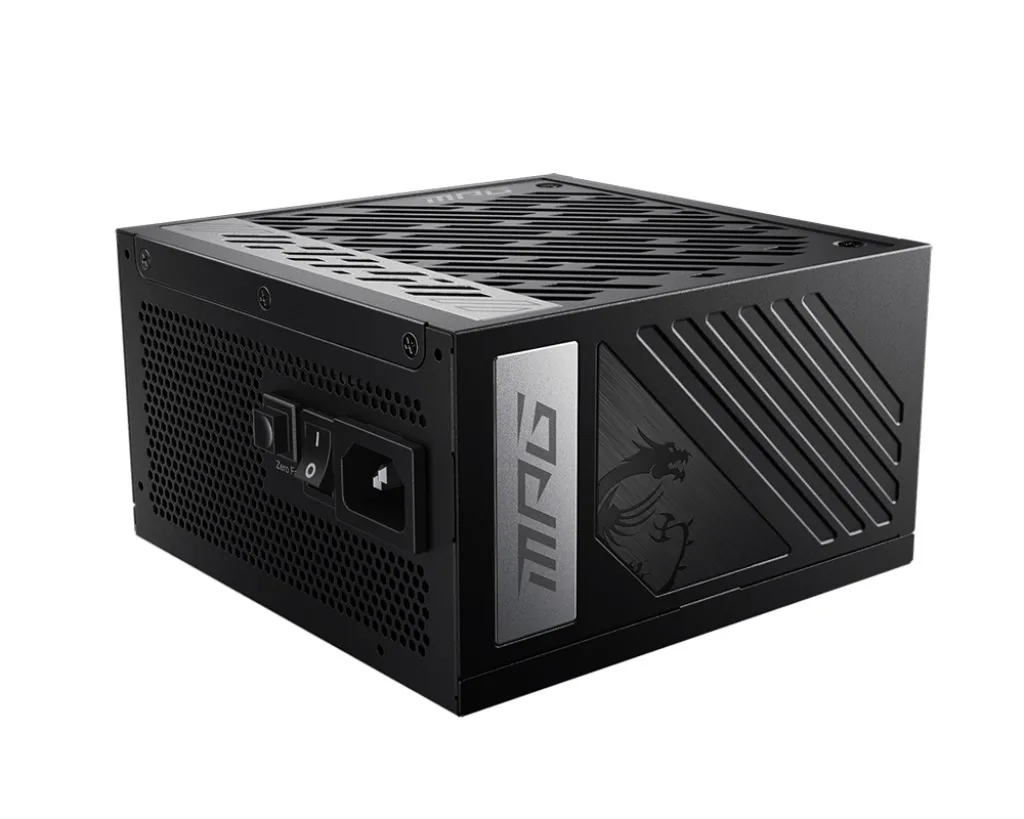 Блок питания MSI MPG A1000G PCIE5 1000W с кнопкой Zero Fan и фирменной серебристой вставкой MPG