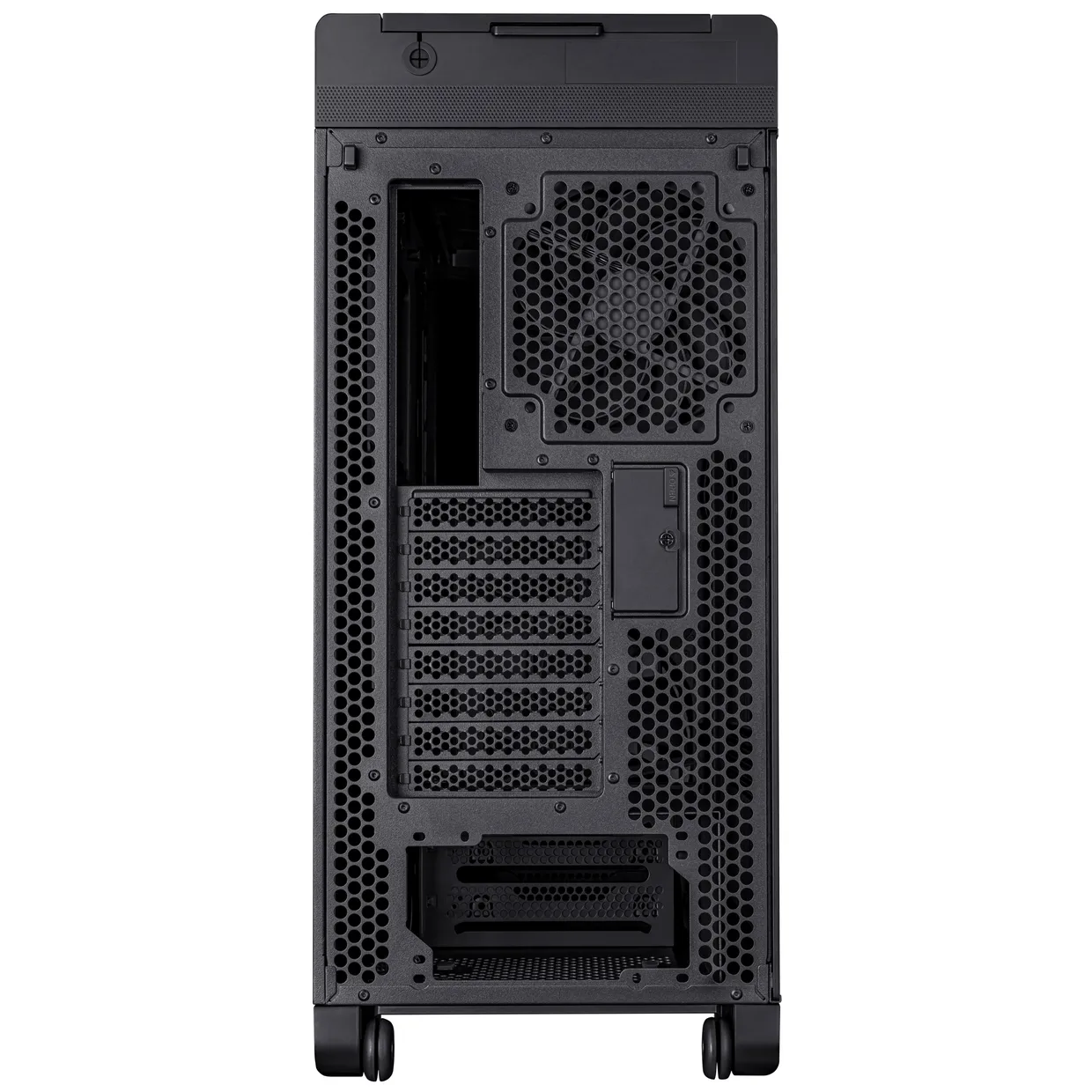 Задняя стенка компьютерного корпуса Asus ProArt PA602 с перфорацией и колесиками