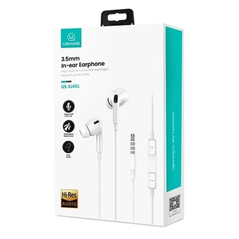 Наушники Usams SJ451 EP-41 3.5mm In-ear Earphone 1.2m White (SJ451HS01)