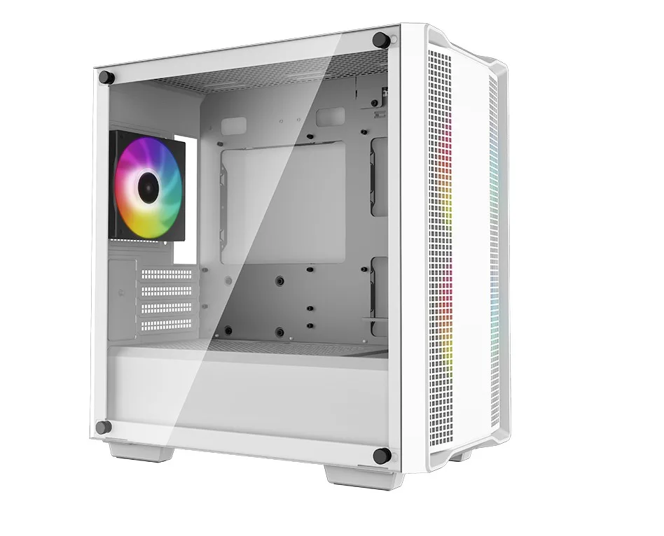 Белый компьютерный корпус DeepCool CC360 WH ARGB с боковой панелью из закаленного стекла