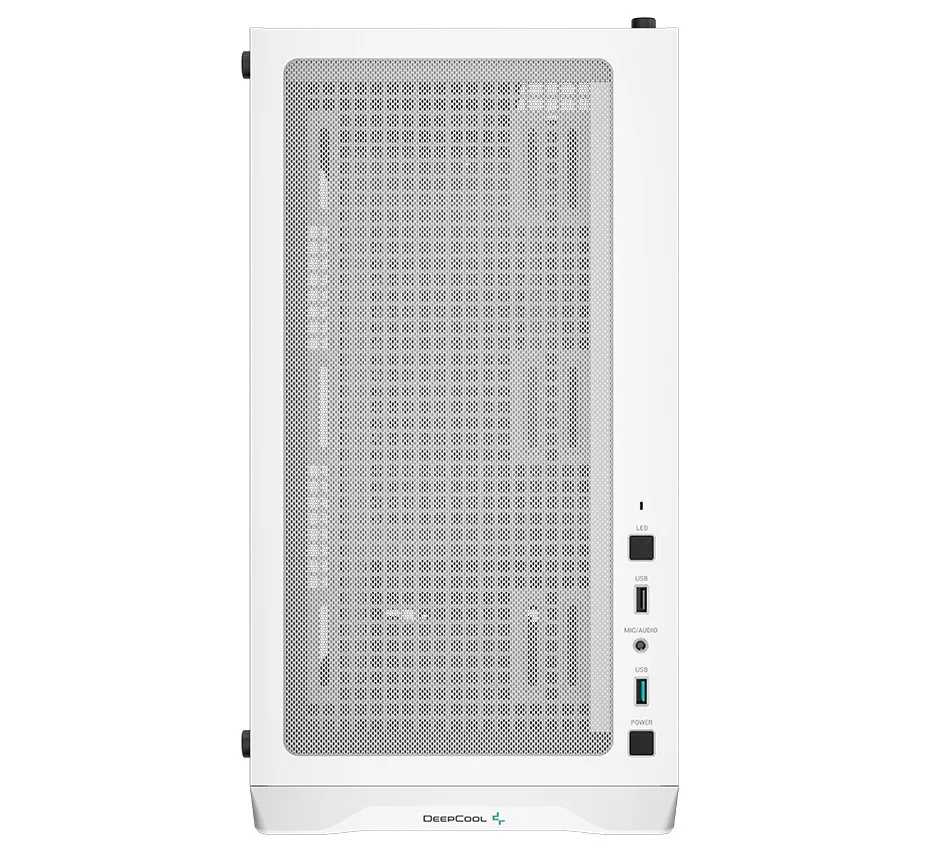 Вид сверху на белый корпус для ПК DeepCool CC360 WH ARGB с магнитным сетчатым фильтром