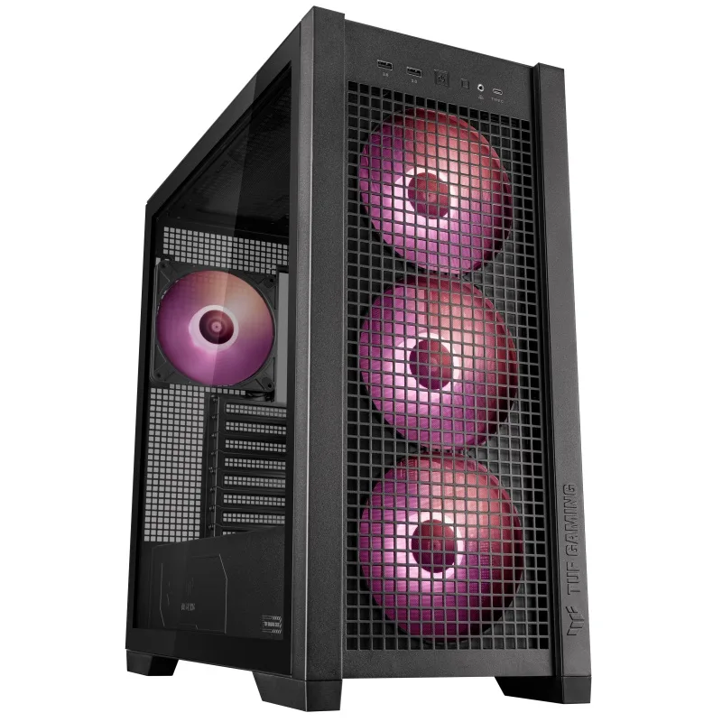 Черный корпус для ПК Asus TUF Gaming GT302 ARGB с сетчатой передней панелью и вентиляторами с подсветкой