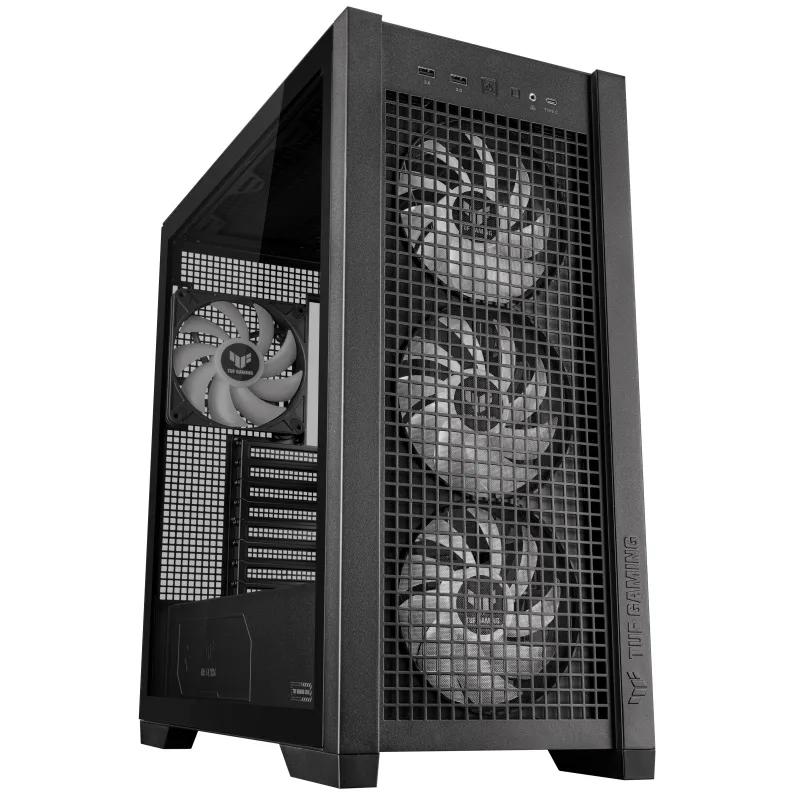 Черный корпус для ПК Asus TUF Gaming GT302 ARGB с массивной решеткой на передней панели