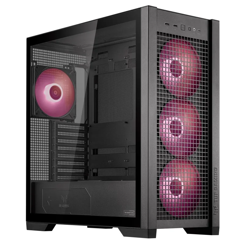 Компьютерный корпус Asus TUF Gaming GT302 ARGB Black со стеклянной боковой панелью и включенной подсветкой