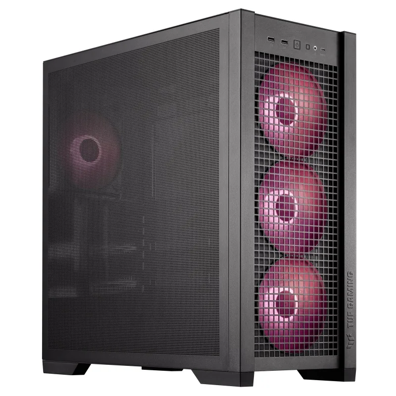 Корпус Asus TUF Gaming GT302 ARGB Black, вид справа на металлическую сетчатую панель