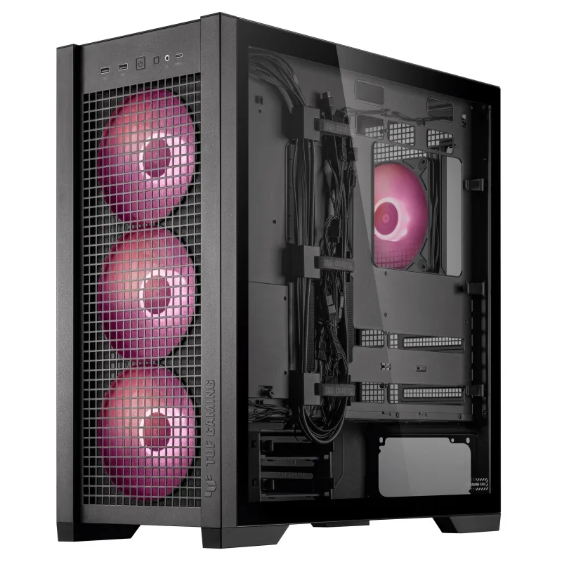 Система прокладки кабелей на липучках в черном корпусе Asus TUF Gaming GT302 ARGB