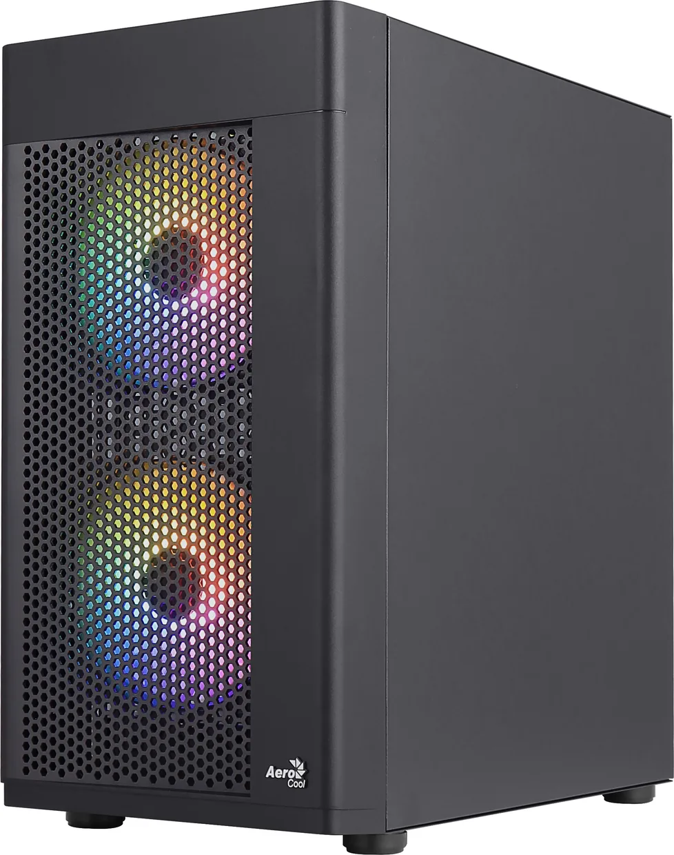 Компьютерный корпус AeroCool Hexform-G-BK-v2 с передней сотовой решеткой и подсветкой