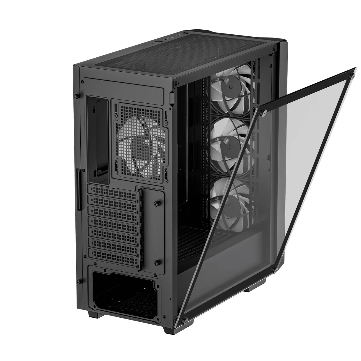 Черный корпус DeepCool CC560 ARGB V2 с открытой стеклянной дверцей