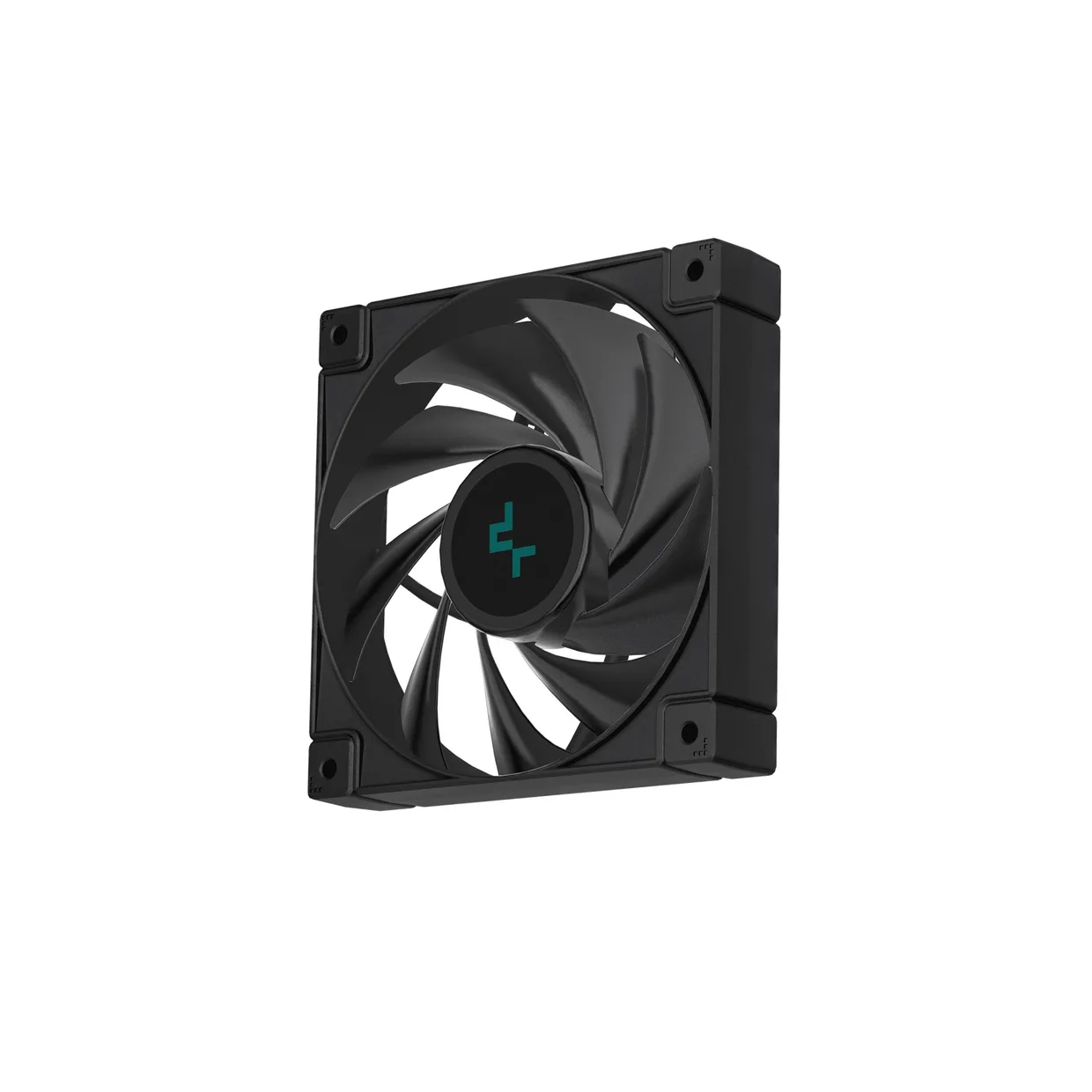 Корпусный вентилятор DeepCool черного цвета с фирменным бирюзовым логотипом