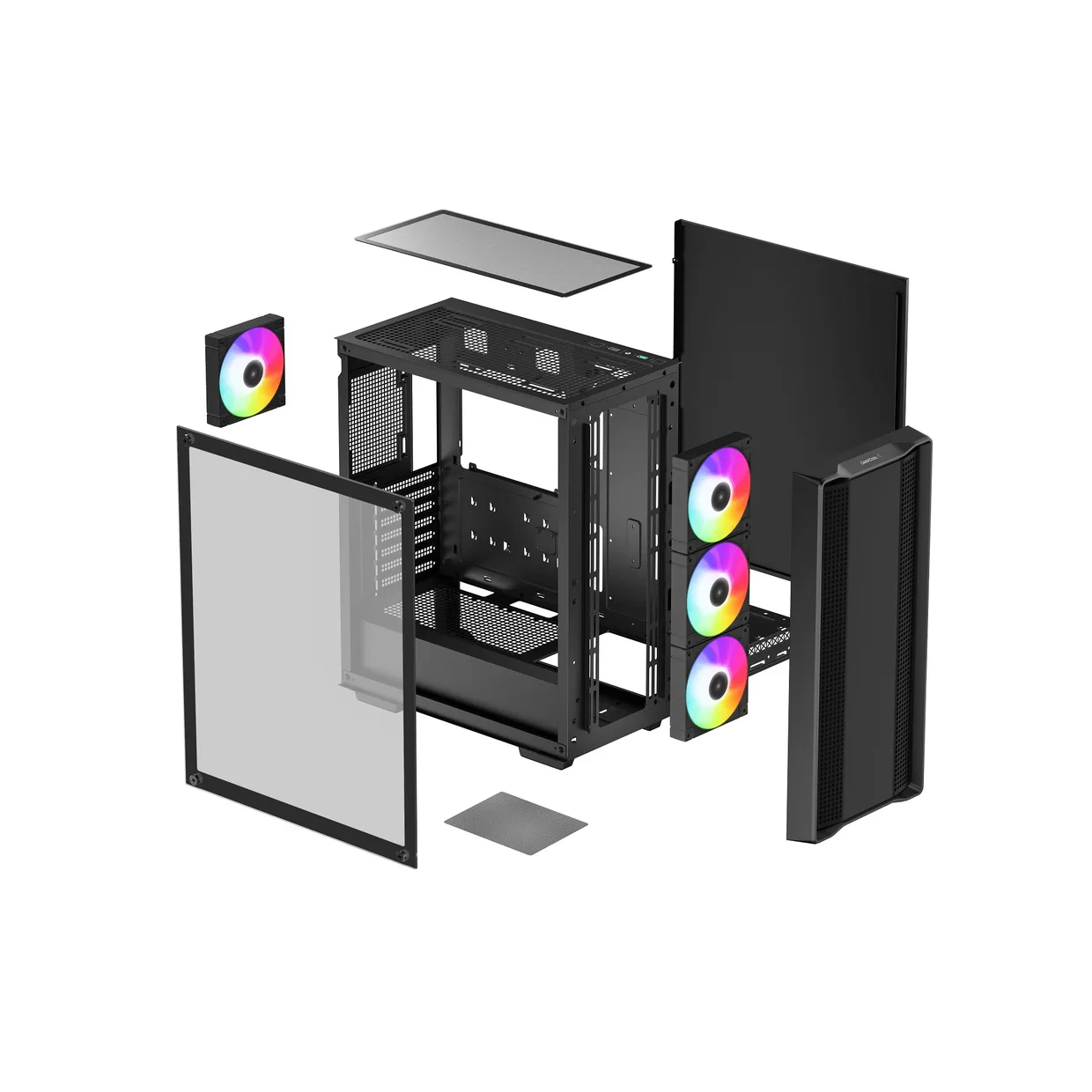 Схема компоновки компьютерного корпуса DeepCool CC560 ARGB V2 в разобранном виде