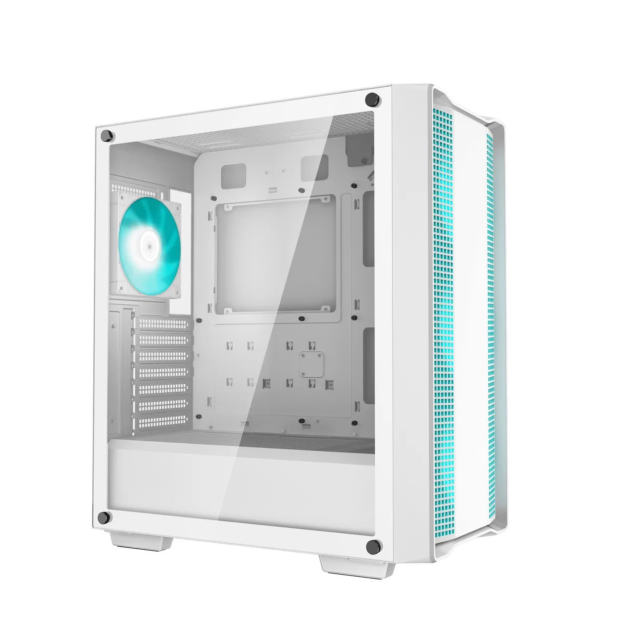 Белый компьютерный корпус DeepCool CC560 V2 White со стеклянной панелью и подсвечиваемым кулером