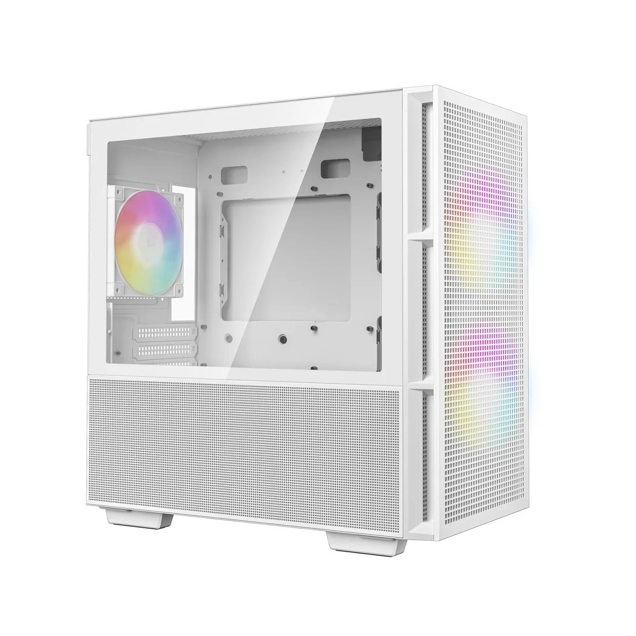 Белый корпус DeepCool CH360 White с боковой панелью из закаленного стекла и перфорированной нижней частью