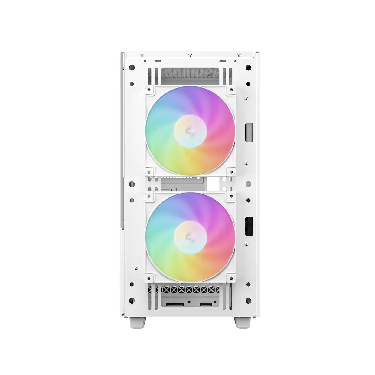 Передняя часть шасси DeepCool CH360 White с двумя установленными ARGB-вентиляторами