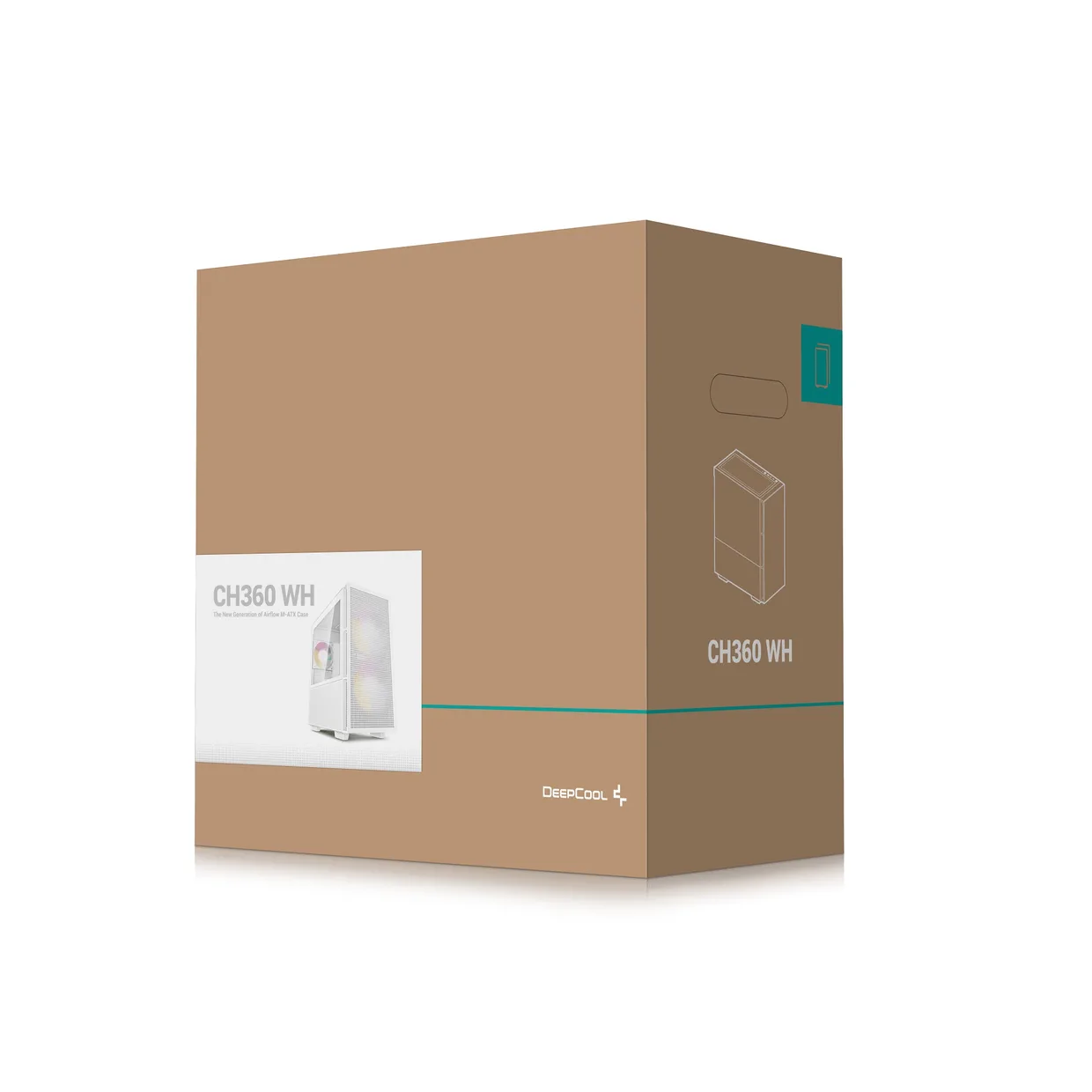 Фирменная картонная коробка компьютерного корпуса DeepCool CH360 WH