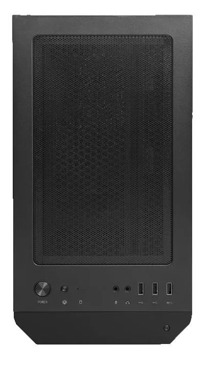 Верхняя панель корпуса MSI MAG Forge M100R с пылевым фильтром, кнопками питания и разъемами USB