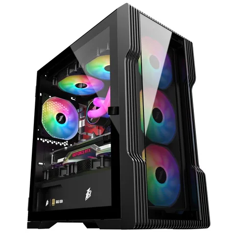 Корпус 1stPlayer T3-G-4F1-BK Black без Б/П