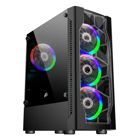 Корпус 1stPlayer D4-4R1-BK Color LED Black без Б/П