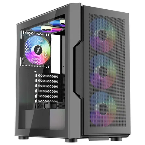 Корпус 1stPlayer T7-P-4F2(AP) Black без Б/П