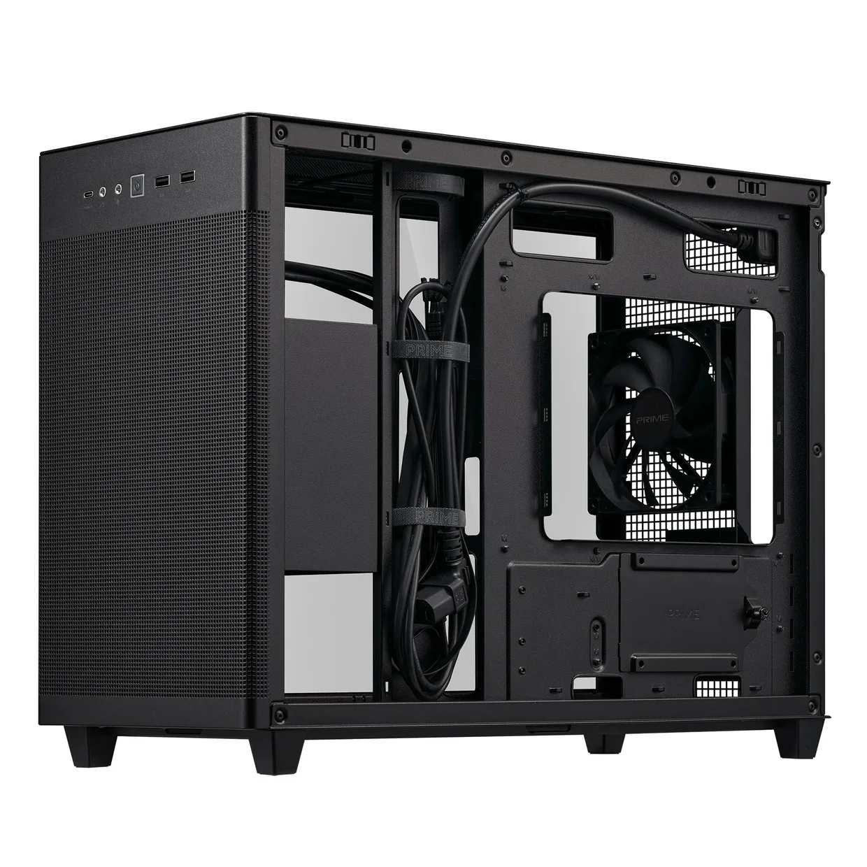 Шасси корпуса Asus Prime AP201 Black с кабелями и местом для крепления накопителя