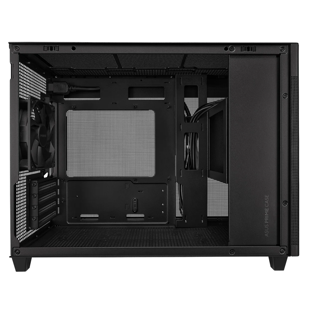 Внутреннее пространство корпуса Asus Prime AP201 Black без боковой стеклянной панели