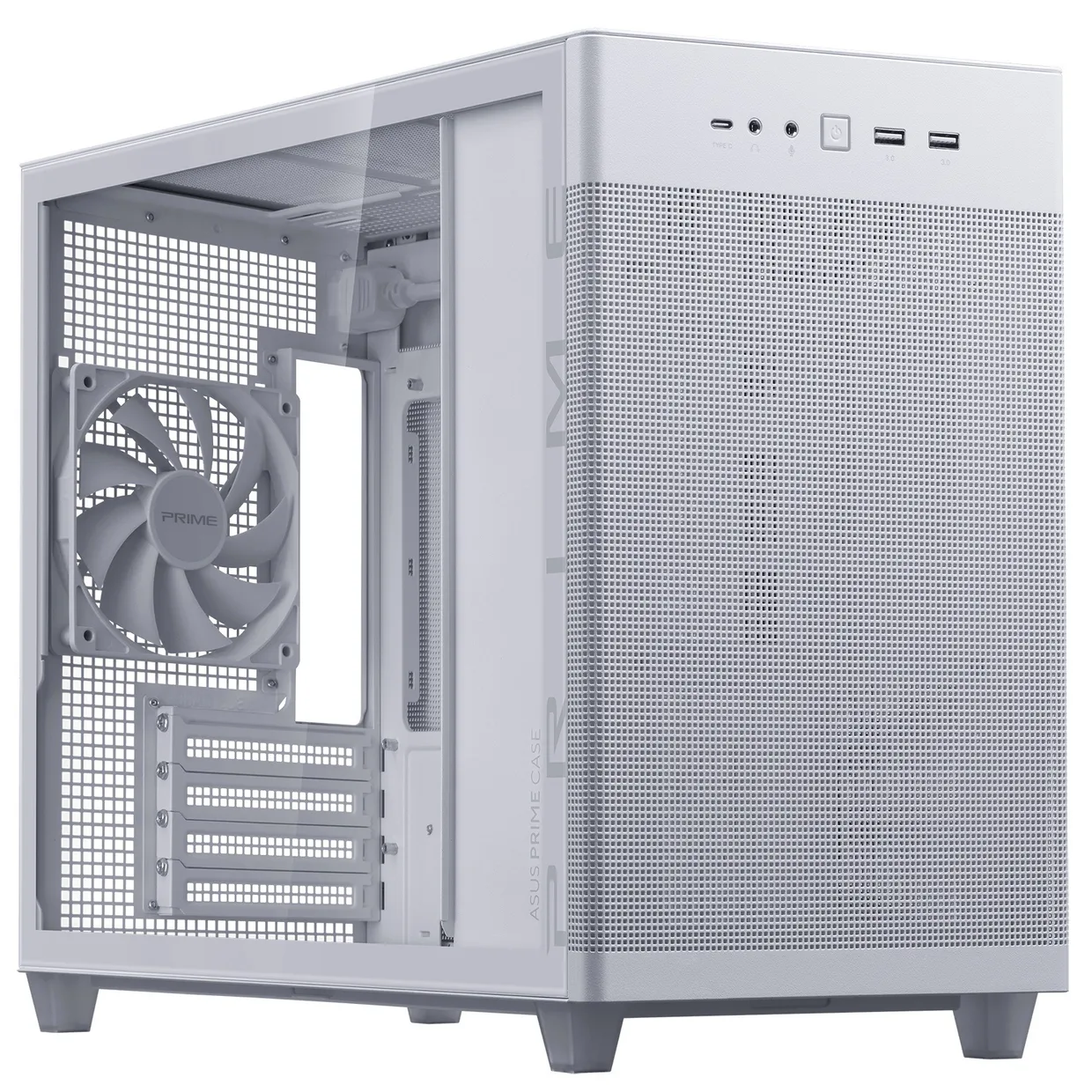 Белый корпус Asus Prime AP201 White Tempered Glass с панелью из закаленного стекла