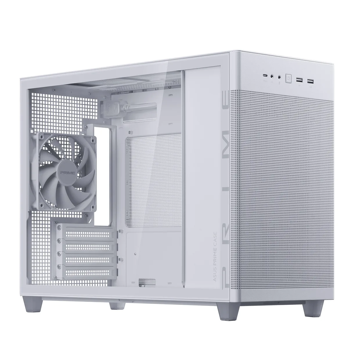 Компьютерный корпус Asus Prime AP201 White со стеклянной боковиной и вентилятором