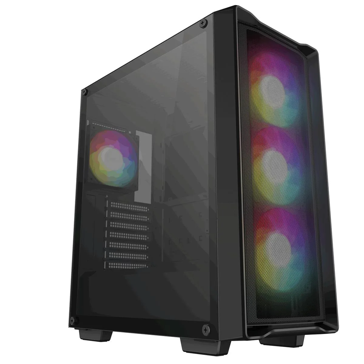 Черный компьютерный корпус DeepCool CC560 Mesh V2 со стеклянной панелью и подсветкой