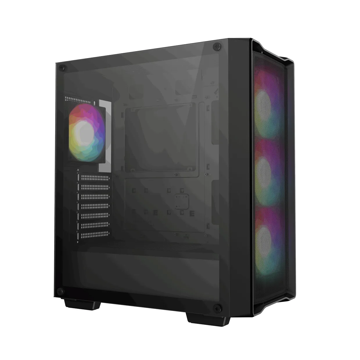 Черный корпус DeepCool CC560 Mesh V2 с прозрачной боковой панелью и RGB-вентиляторами