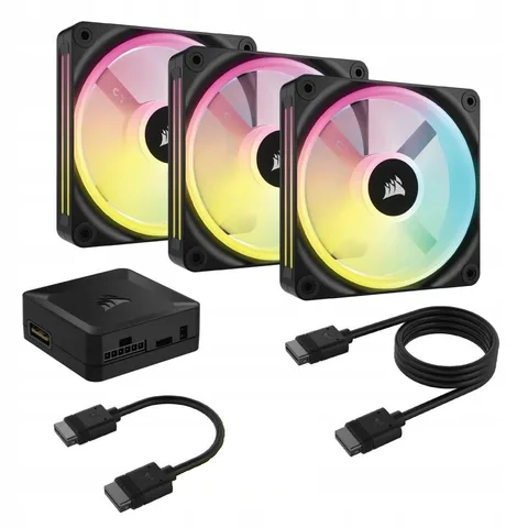 Набор вентиляторов (3pcs Pack) Corsair iCUE Link QX120 RGB PWM PC Fans Starter Kit with iCUE Link System Hub, 120mm (CO-9051002-WW)