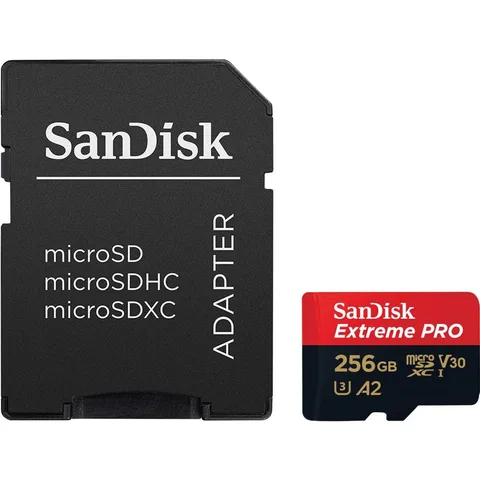 Карта пам'яті SanDisk Extreme PRO microSDXC 256GB (UHS-I U3) W-140 MB/s, R-200 MB/s Class 10 A2 V30 (SDSQXCD-256G-GN6MA) + SD Adapter