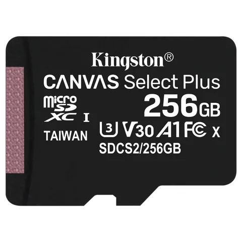 Карта пам'яті Kingston Canvas Select Plus microSDXC 256GB (UHS-I U3) W/85 MB/s, R-100 MB/s Class 10 A1 V30 (SDCS2/256GBSP)