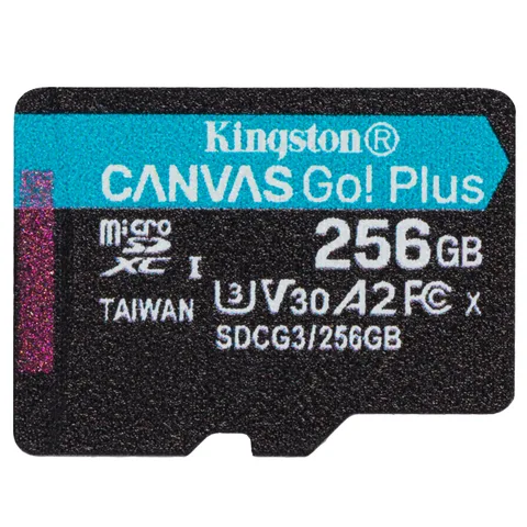 Карта пам'яті Kingston Canvas Go! Plus microSDXC 256GB (UHS-I U3) W-90 MB/s, R-170 MB/s Class 10 A2 V30 (SDCG3/256GBSP)