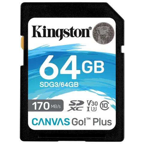Карта пам'яті Kingston Canvas Go! Plus SDXC 64GB (UHS-I U3) W-70 MB/s, R-170 MB/s Class 10 V30 (SDG3/64GB)
