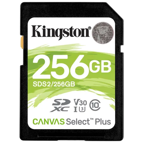 Карта пам'яті Kingston Canvas Select Plus SDXC 256GB (UHS-I U3) W/85 MB/s, R-100 MB/s Class 10 V30 (SDS2/256GB)