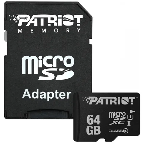 Карта пам'яті Patriot LX Series microSDXC 64GB (UHS-I U1) 80 MB/s Class 10 (PSF64GMCSDXC10) + SD Adapter